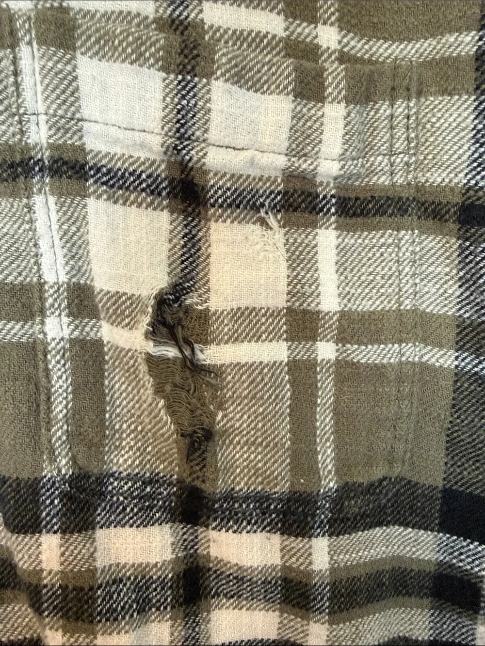 American Eagle Outfitters Olive Green Black White Plaid Button-Down Shirt